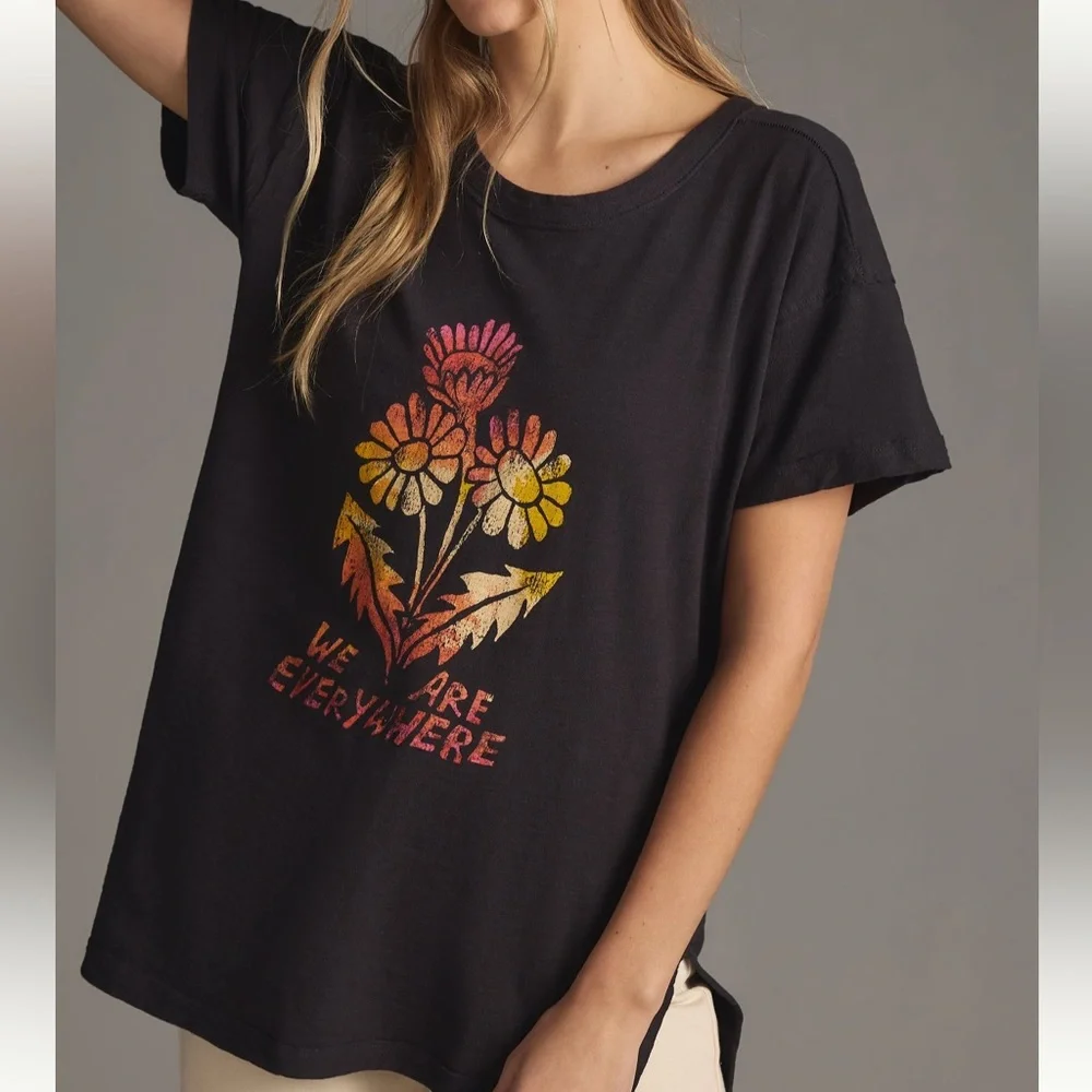 Anthropologie Lane Lloyd We Are Everywhere Graphic Oversized Tee_5